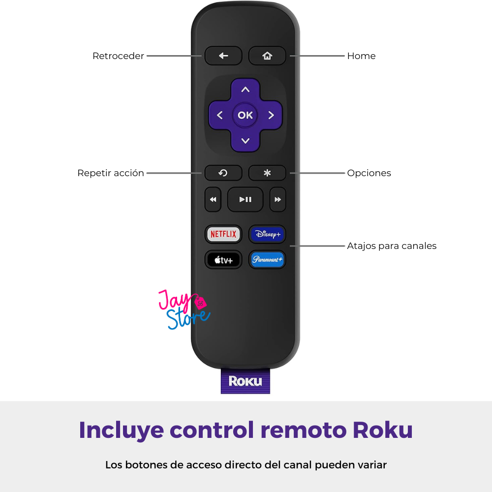 Roku Express TV HD 2022 Control Remoto Reproductor Streaming - Convertidor a Smart TV